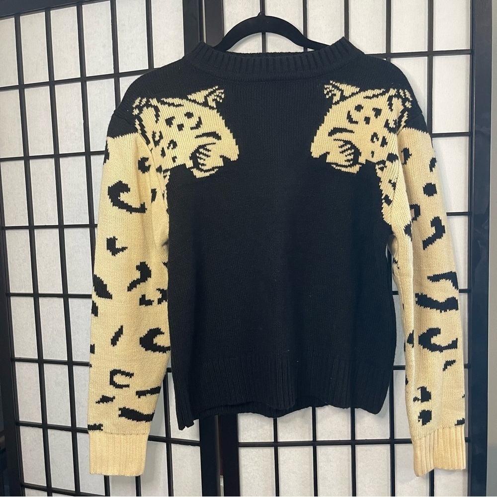 Leopard Print Black and Cream Sweater M